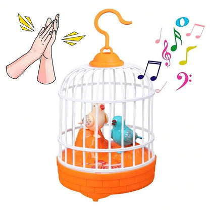 Voice-Controlled Simulation Bird Cage Toy for Kids & Babies – Realistic Pet Toy (Random Colors)
