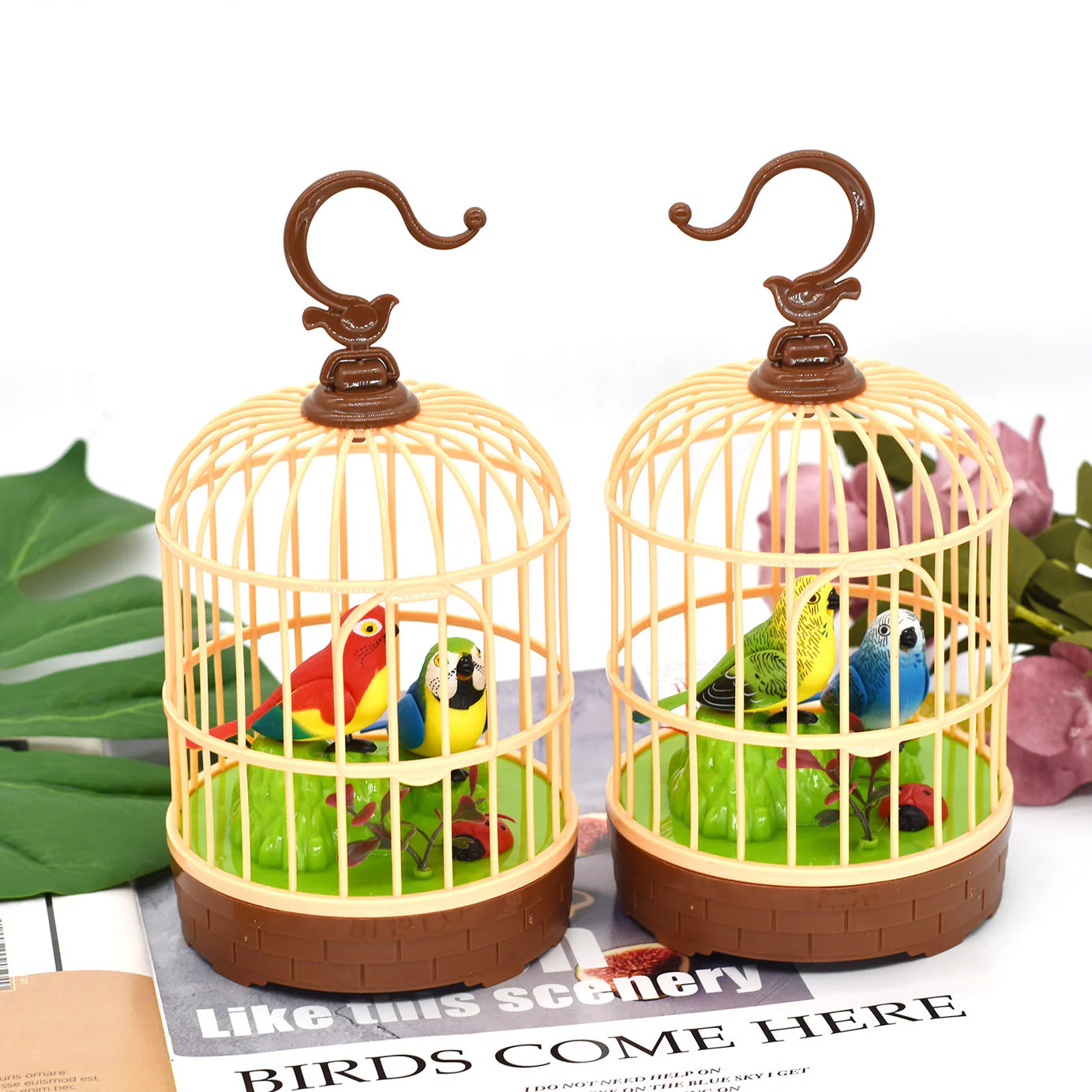 Voice-Controlled Simulation Bird Cage Toy for Kids & Babies – Realistic Pet Toy (Random Colors)